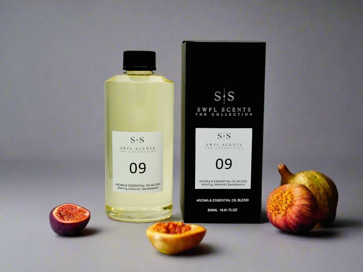 A stylish SWFL SCENT bottle positioned next to its matching box, highlighting the allure of the fragrance