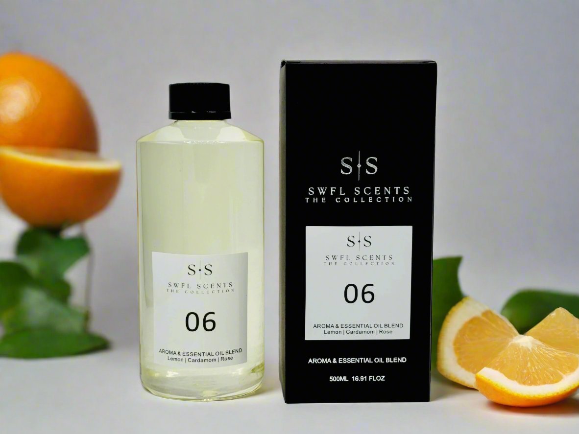 A stylish SWFL SCENT bottle positioned next to its matching box, highlighting the allure of the fragrance