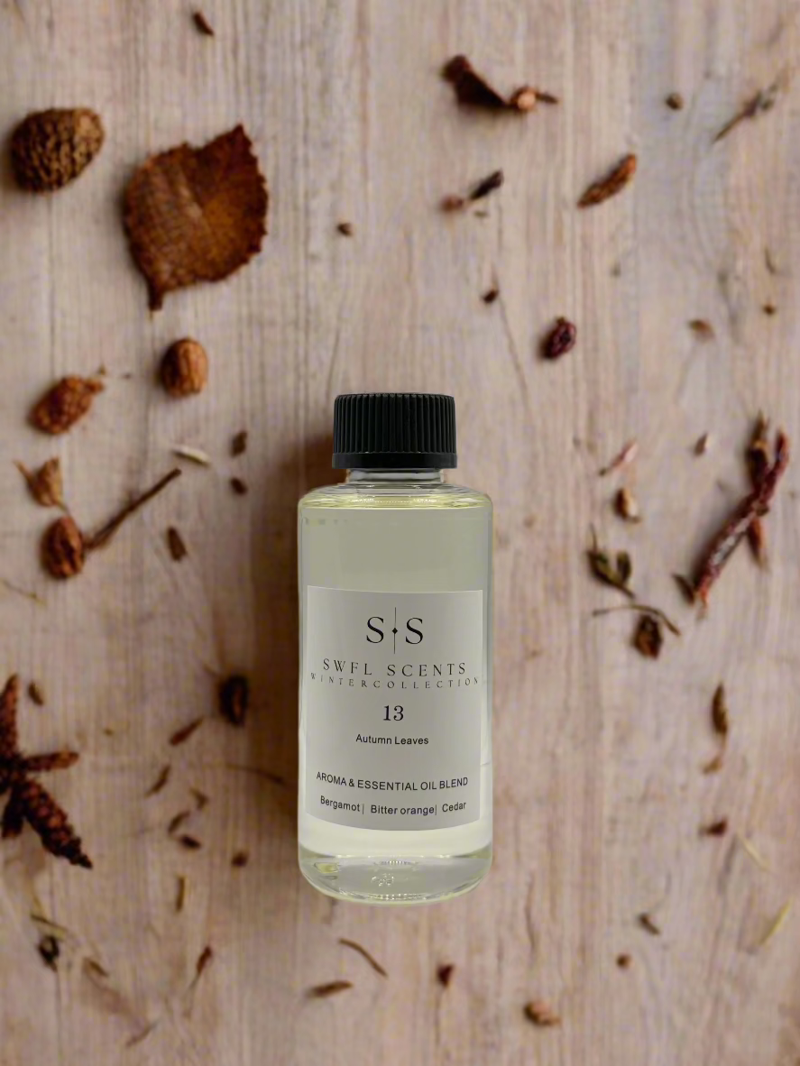 "Warm and inviting fragrance combining autumn breeze, sandalwood, patchouli, and crisp pine needles, perfect for cozy spaces."