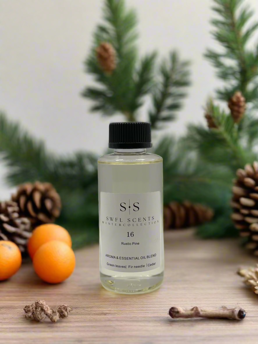 "Frosty Morning scent: Escape to a winter wonderland with notes of green leaves, orange, fir needle, cedarwood, and fir balsam."